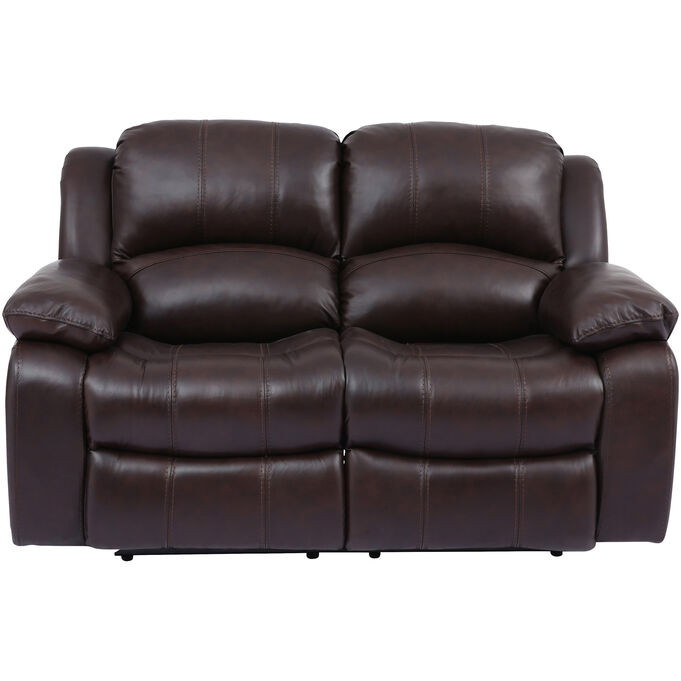 Man-Wah Cheers , Ender Brown Leather Power+ Reclining Loveseat Sofa