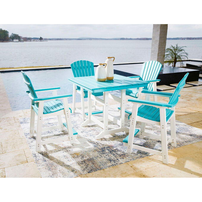 Ashley Furniture | Eisley Turquoise 5 Piece Counter Dining Set