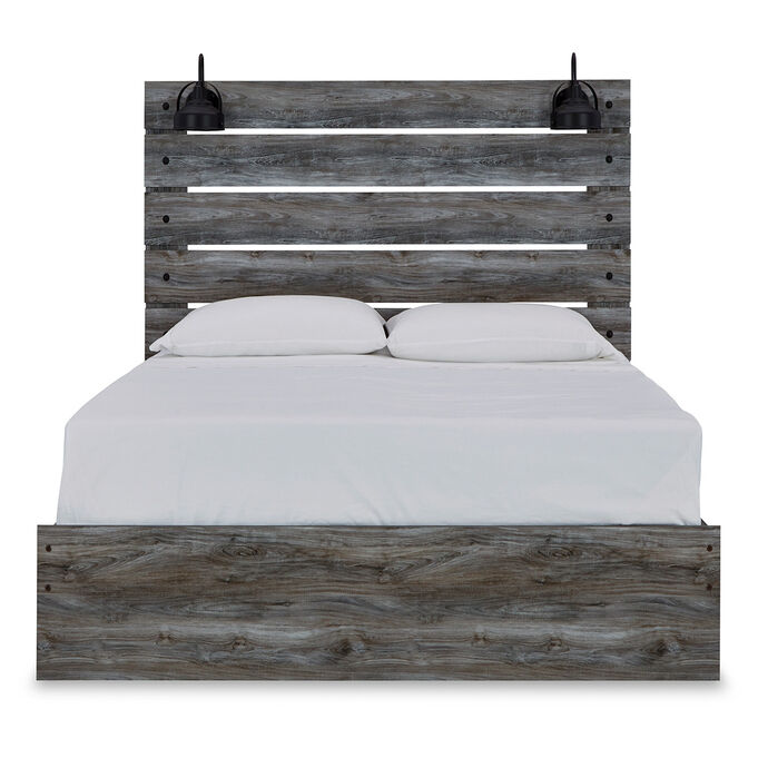Ashley Furniture | Baystorm Gray Queen Panel Bed with Sconces