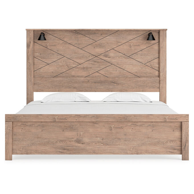 Ashley Furniture | Senniberg Light Brown King Sconce Panel Bed
