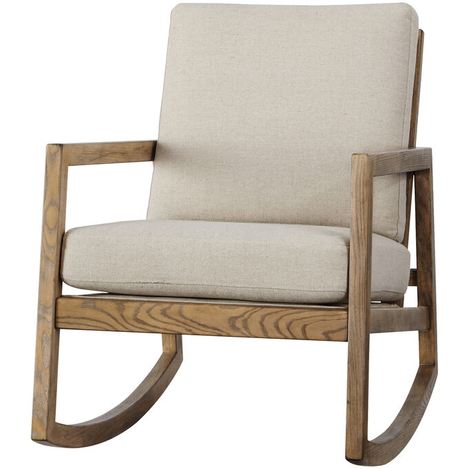 Ashley Furniture | Novelda Beige Wood Arm Rocker