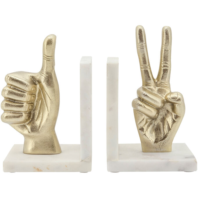 Sagebrook Home , Elevated Chic Hand Sign Bookends , Gold