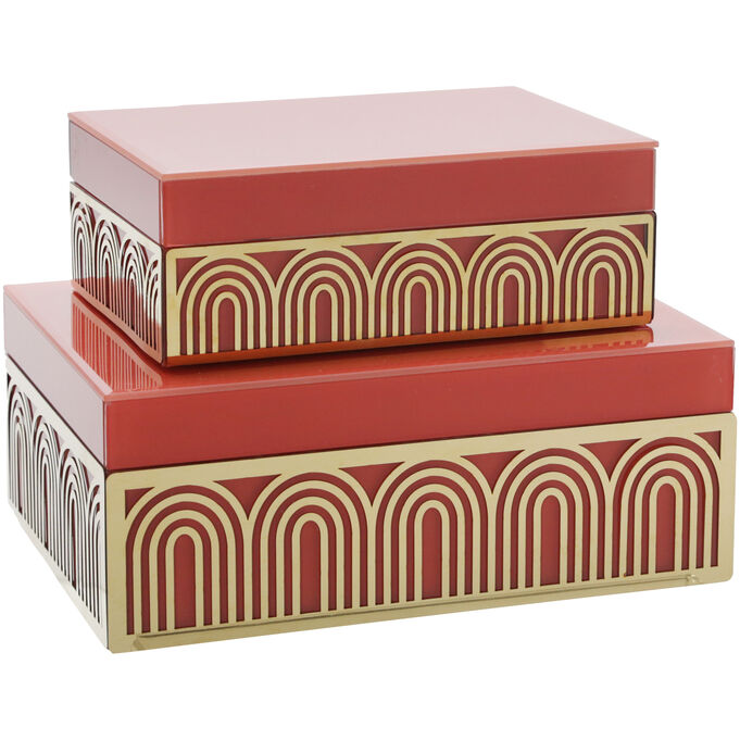 Sagebrook Home , Collected Culture Pink Art Deco Boxes