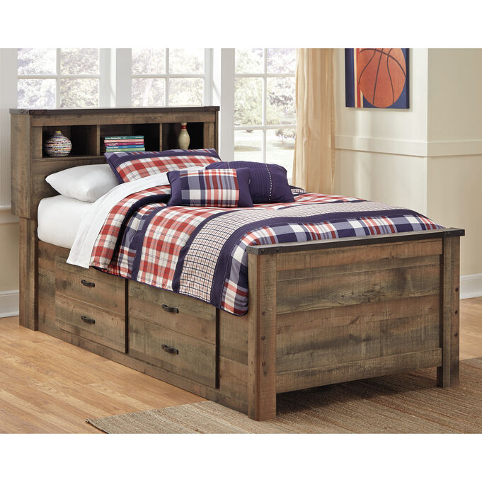 Trinell Rustic Plank Twin Captains Bed