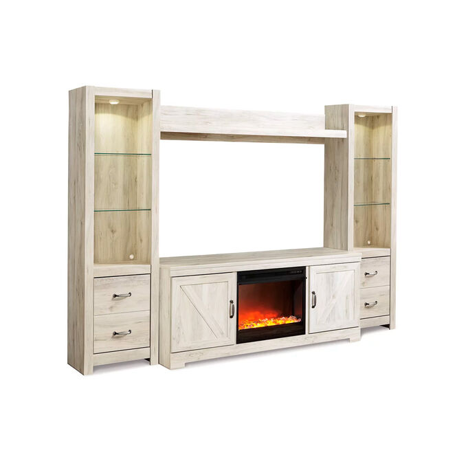 Bellaby Whitewash 4 Piece 63 Inch Fireplace Entertainment Center