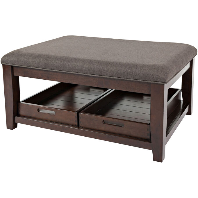 Twin Cities Dark Brown Upholstered Top Coffee Table