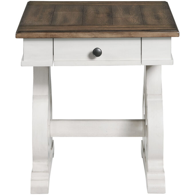 Intercon | Drake Rustic White and Stone End Table