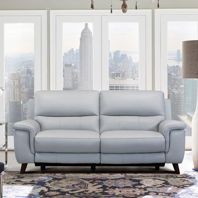 Lizette Leather Dove Gray Power Reclining Sofa