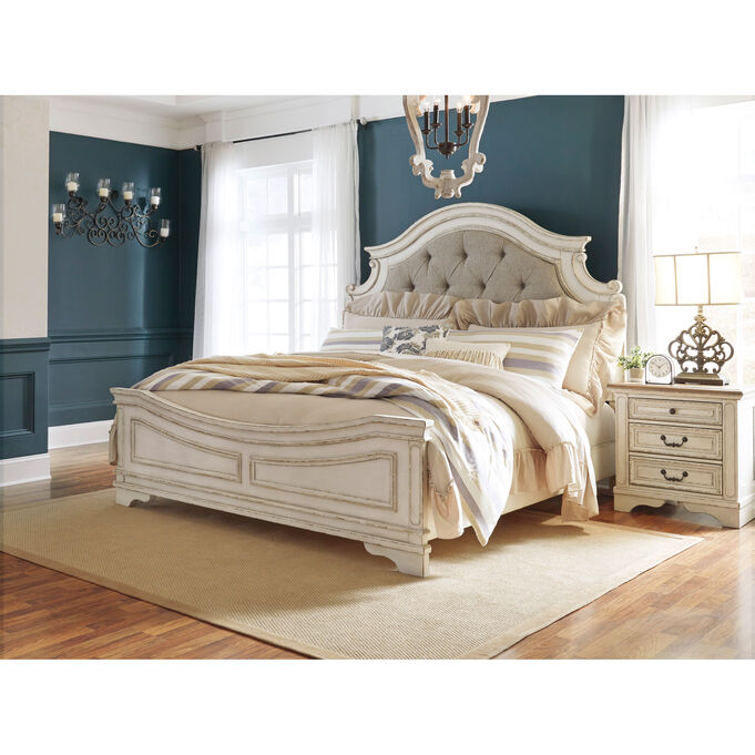 Ashley Furniture | Realyn White California King Upholstered Panel Bed