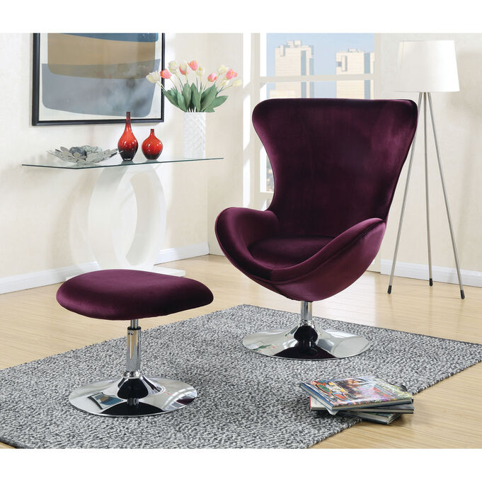 Eloise Purple Chair with Ottoman