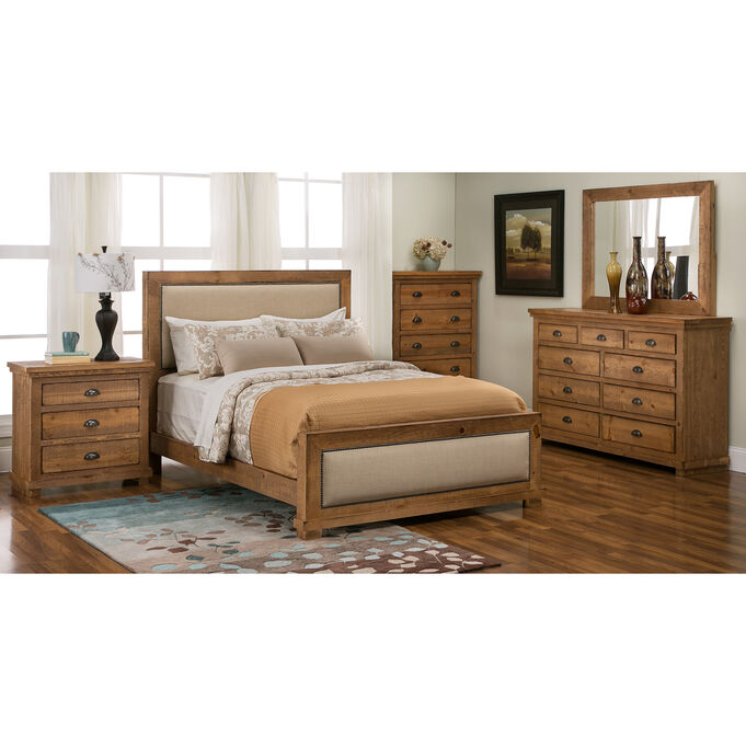 Progressive Furniture | Willow Distressed Pine California King Upholstered 4 Piece Room Group