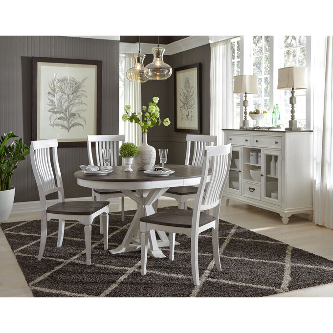 Liberty Furniture | Allyson Park White 5 Piece Pedestal Dining Set