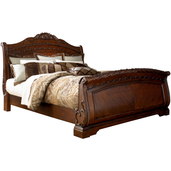 Ashley Furniture | North Shore Dark Brown Queen Sleigh Bed