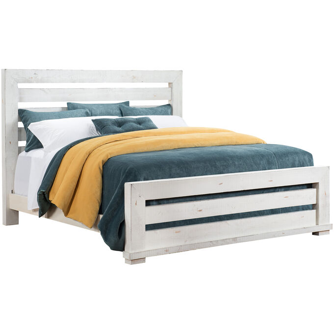 Progressive Furniture | Willow Distressed White Queen Slat Bed