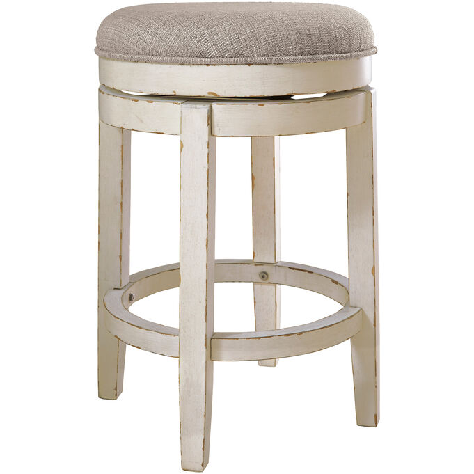 Ashley Furniture | Realyn Chipped White Backless Counter Stool