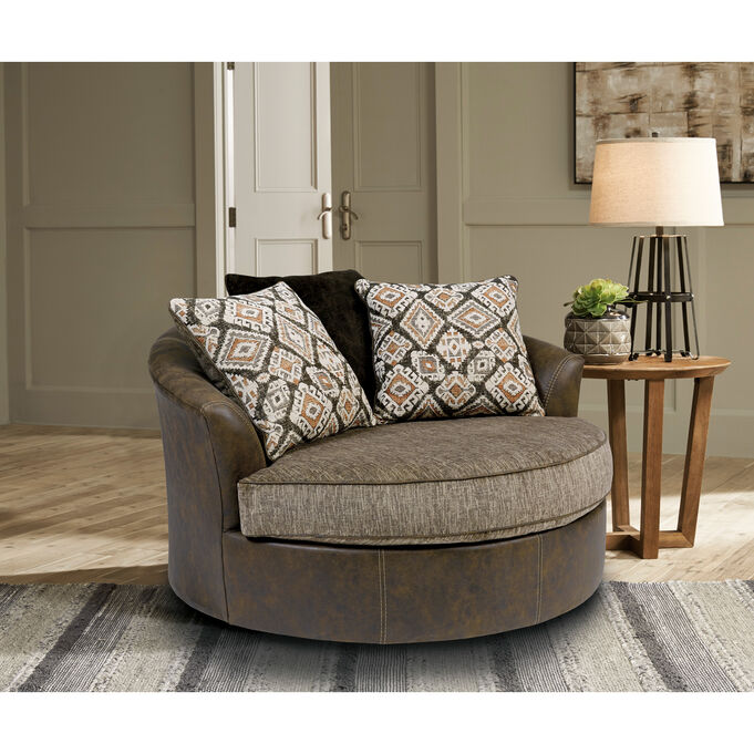 Abalone Chocolate Swivel Accent Chair