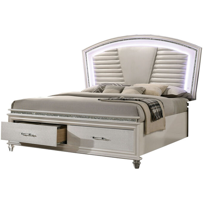 Furniture Of America , Maddie Pearl White Queen Storage Bed