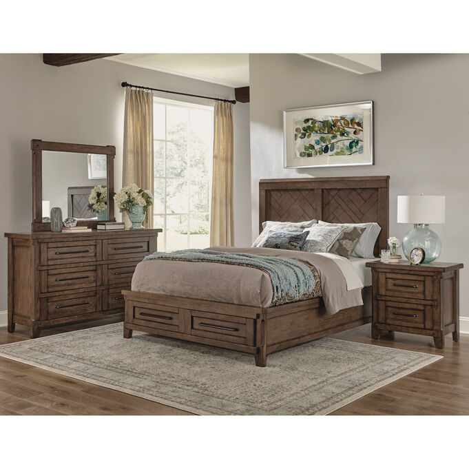 Patches Gray Brown Queen Panel Bed