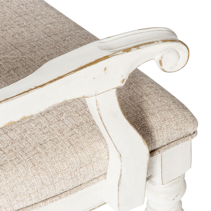 Magnolia Manor White Splat Back Upholstered Arm Chair
