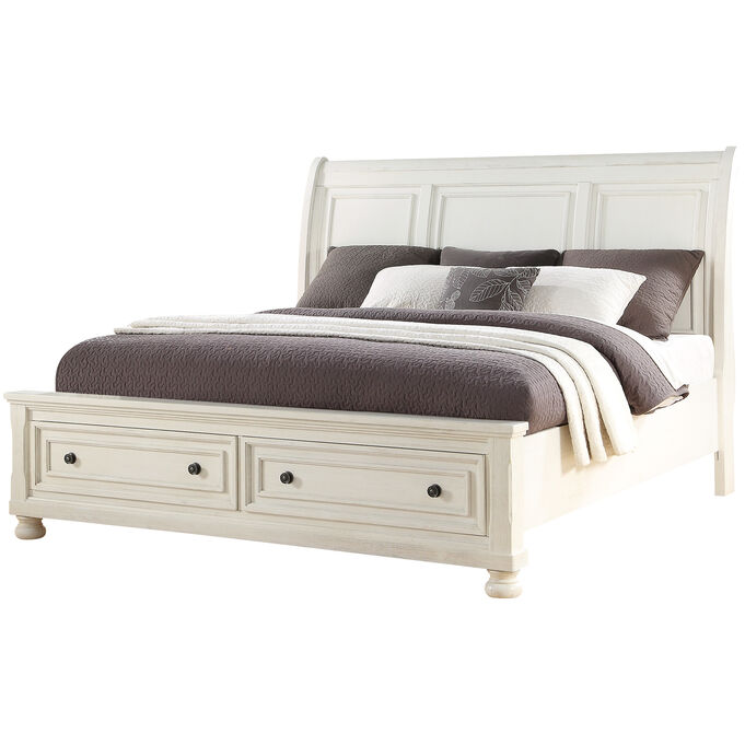 Avalon Furniture , Sophia White Queen Sleigh Bed