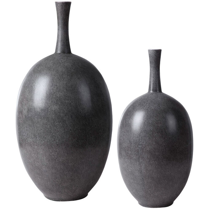 Riordan Set of 2 Gray Vases