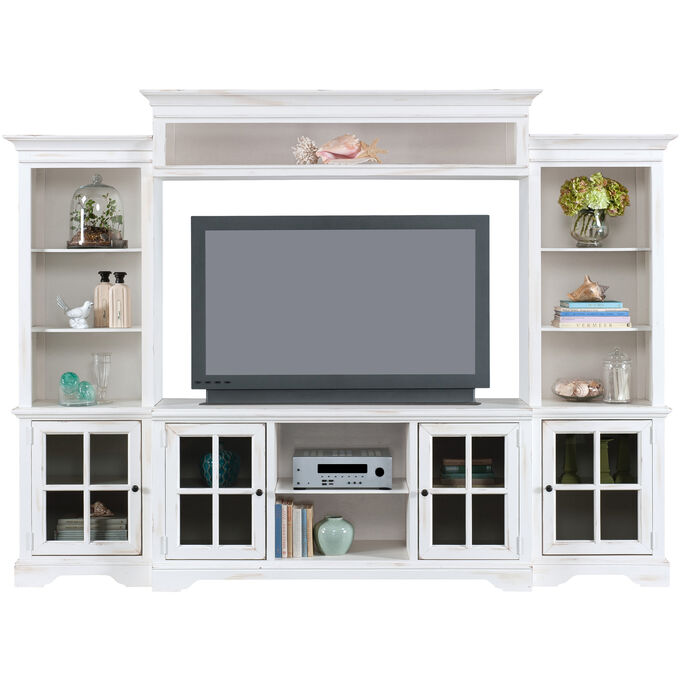 Progressive Furniture | Hyland Antique White 4 Piece Wall TV Stand
