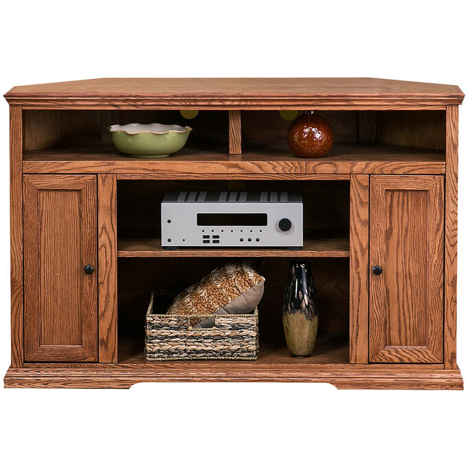 Legends Furniture | Chambers Golden Oak 56" Corner Console Table