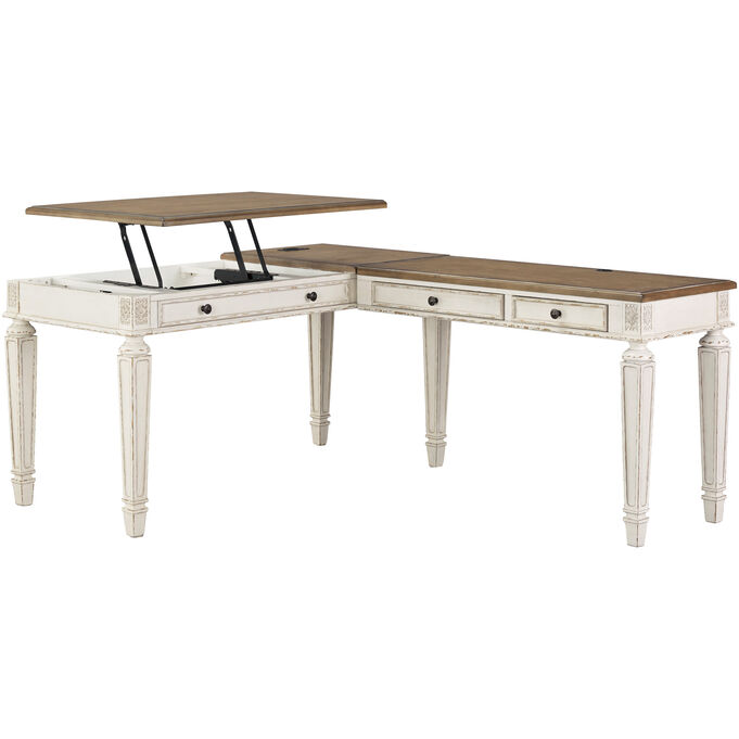 Ashley Furniture | Realyn White 2 Piece Lift Top Desk