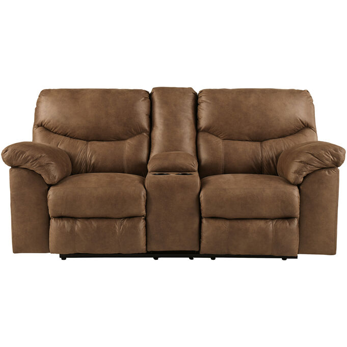 Ashley Furniture , Heligan Bark Reclining Console Loveseat Sofa