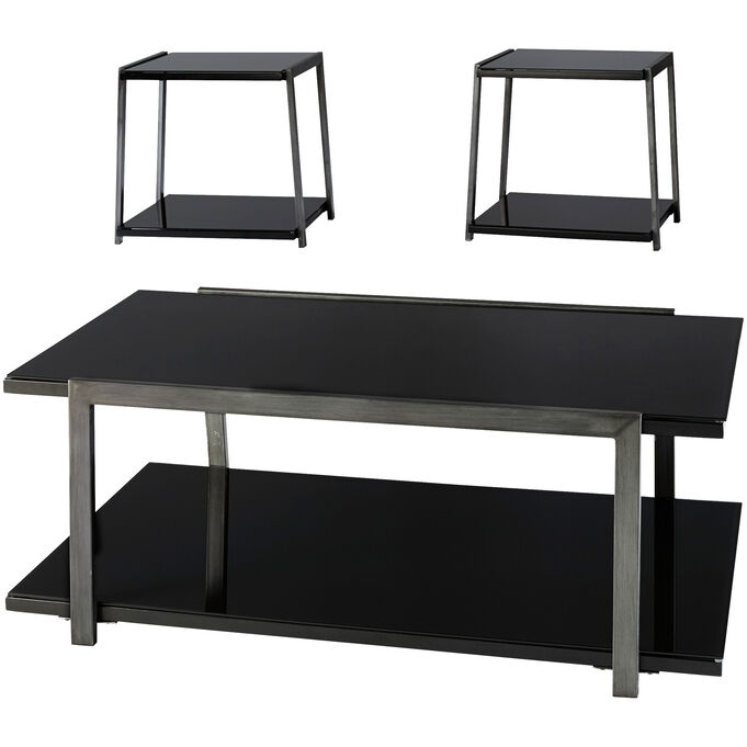 Ashley Furniture | Rollynx Black Set of 3 Tables