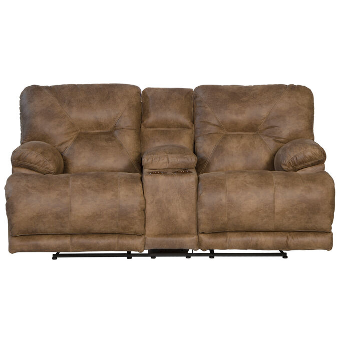 Catnapper , Voyager Brandy Reclining Console Loveseat