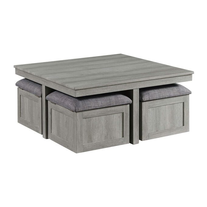 Uster Light Gray Coffee Table With 4 Stools