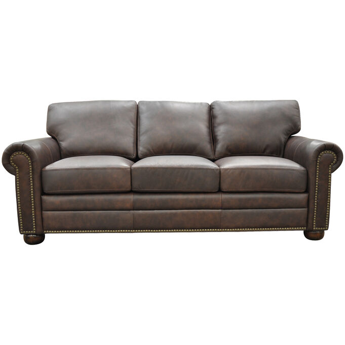 Omnia Leather , Savannah Urban Mahogany Sofa
