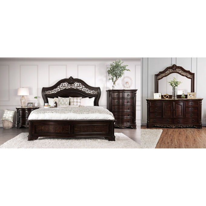 Furniture Of America | Menodora Brown Cherry Queen 4 Piece Room Group