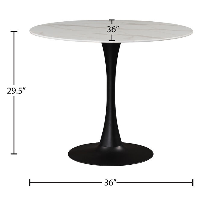 Tulip Matte Black 36 Inch Dining Table