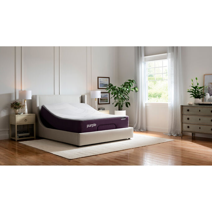 Purple mattress in room