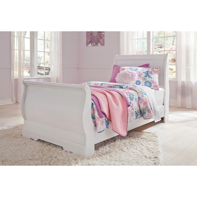 Ashley Furniture | Anarasia White Twin Sleigh Bed