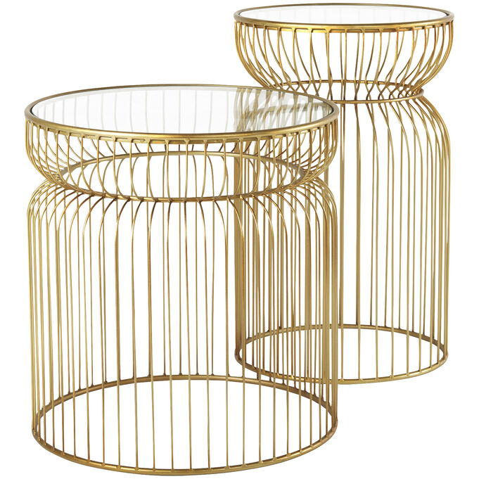 Mercana Furniture & Decor , Shani Gold Set Of 2 Accent Tables