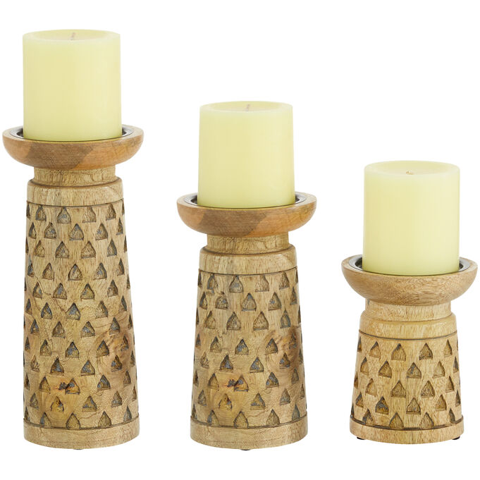 Uma Enterprises , Montfort Brown Set Of 3 Candle Holders
