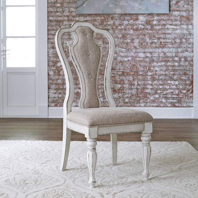 Magnolia Manor White Splat Back Upholstered Side Chair