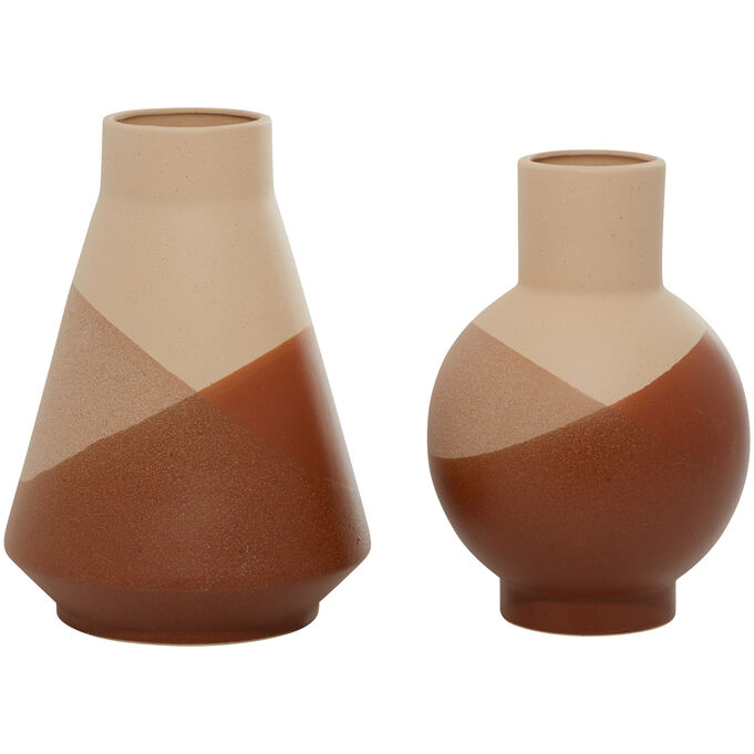 Uma Enterprises , Hughes Tan Set Of 2 Modern Vases