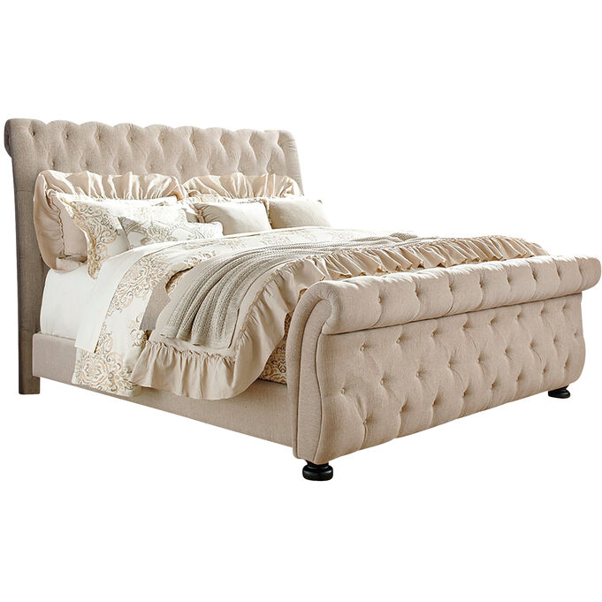 Ashley Furniture | Willenburg Linen King Upholstered Sleigh Bed