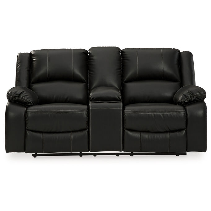 Ashley Furniture , Calderwell Black Double Reclining Loveseat With Console
