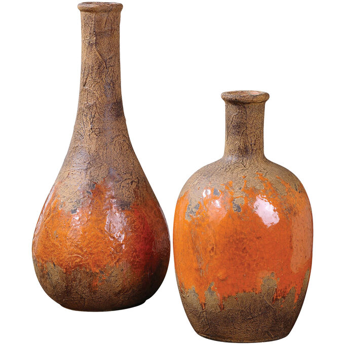Kadam Set of 2 Rust Ceramic Vases