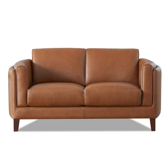 Amax Leather , Pacer Cinnamon Brown Loveseat