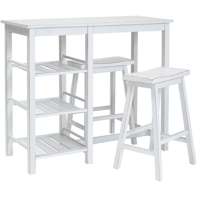 Progressive Furniture | Breakfast Club White 3 Piece Counter Dining Set | Chalk White