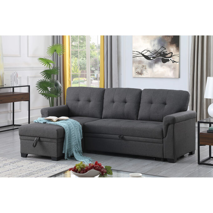 Lucca Dark Gray Twin Sleeper Chaise Sofa