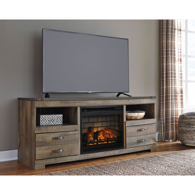 Trinell Rustic Plank 63 Inch Infrared Fireplace TV Stand