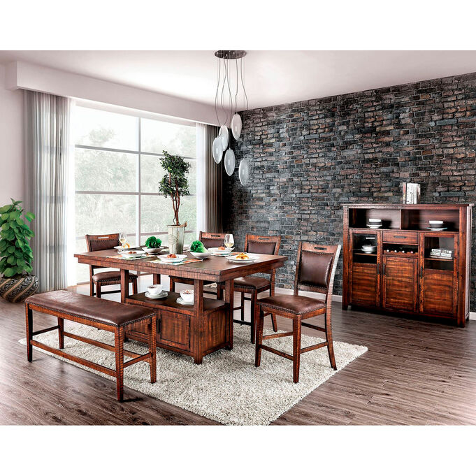 Furniture Of America | Wichita Distressed Dark Oak 5 Piece Counter Dining Set
