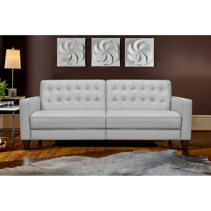 Armen Living , Wesley Dove Gray Leather Power Footrest Sofa